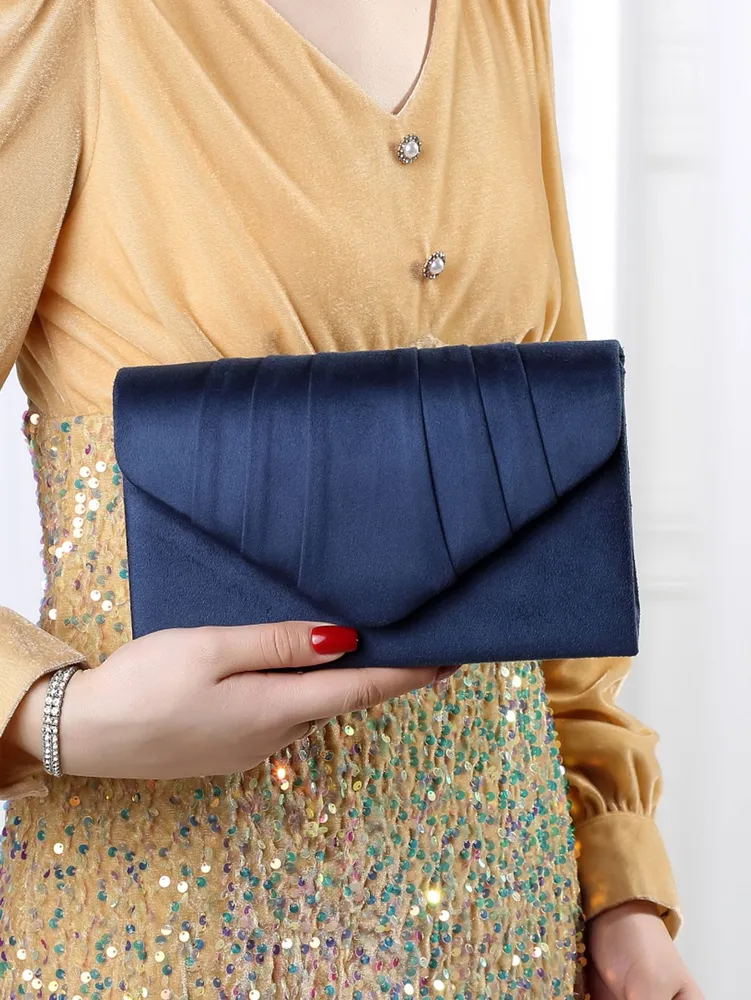Flap Bag Envelope - Luxury Satin Pleated Envelope Clutch Evening