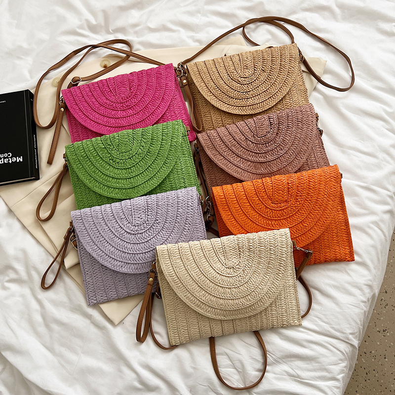 Flap Bag Envelope - Straw Woven Shoulder Crossbody Bag Beach