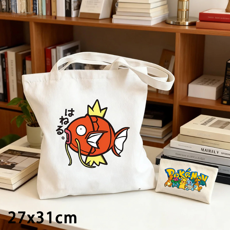Women Bags Daily Use - 2PCS Pokemoned Canvas Bag and Coin