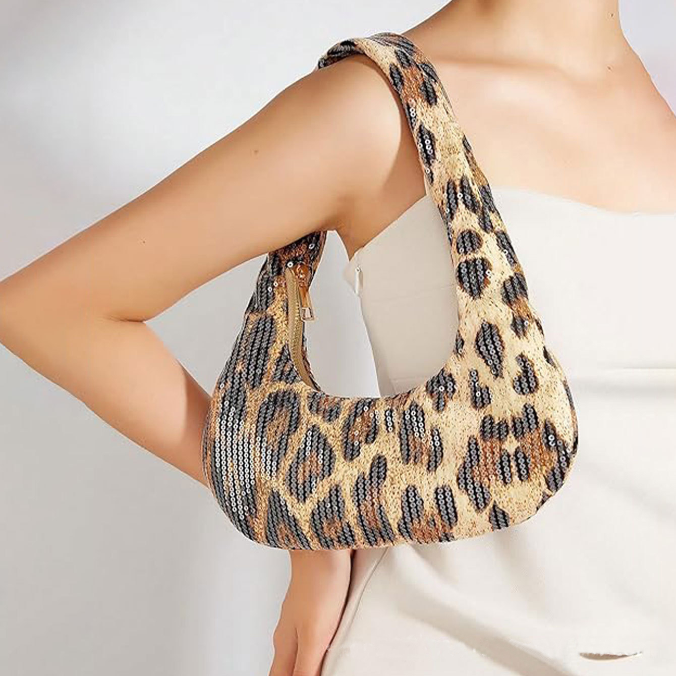 Evening Bag Beaded - Sequin Leopard Print Evening Clutch for