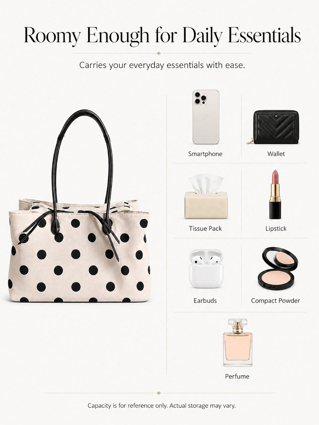 Large Capacity Linen Polka Dot - Women'S Tote Bags For Work recension och pris