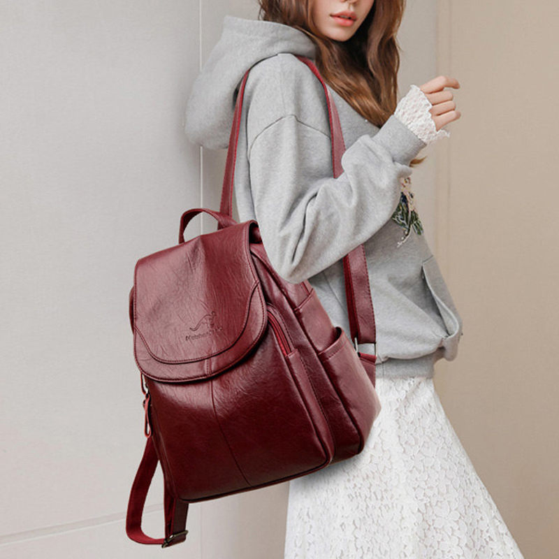 Vintage Soft Leather Backpack  - Women Bags White recension och pris