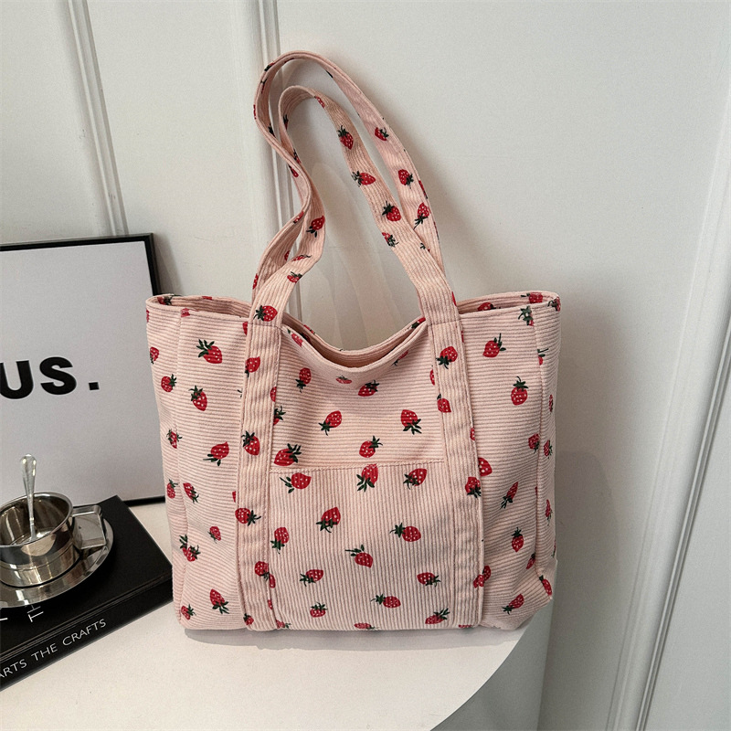 Corduroy Handbag Strawberries  - Women Bags White recension och pris